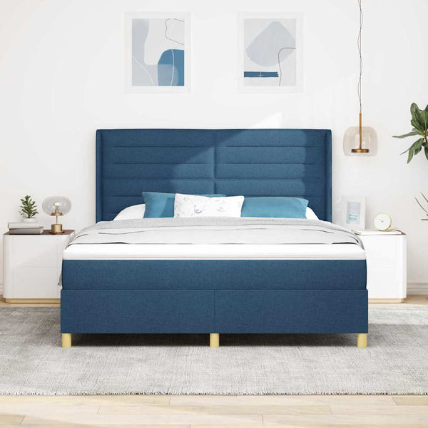 vidaXL Lit coffre avec bandeau LED bleu 180 x 200 cm Tissu