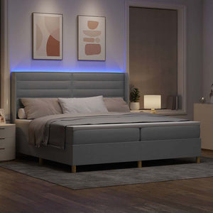 Boxspringbett 200x200 cm mit LED Hellgrau