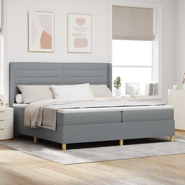 Boxspringbett 200x200 cm mit LED Hellgrau