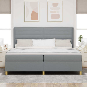 Boxspringbett 200x200 cm mit LED Hellgrau