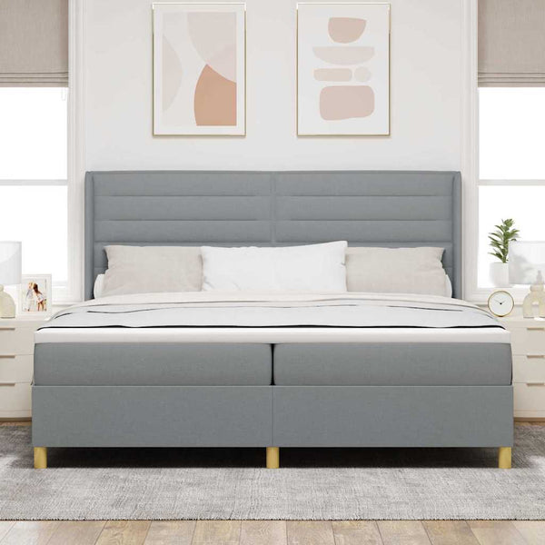Boxspringbett 200x200 cm mit LED Hellgrau