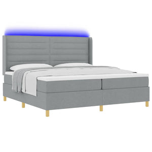Boxspringbett 200x200 cm mit LED Hellgrau