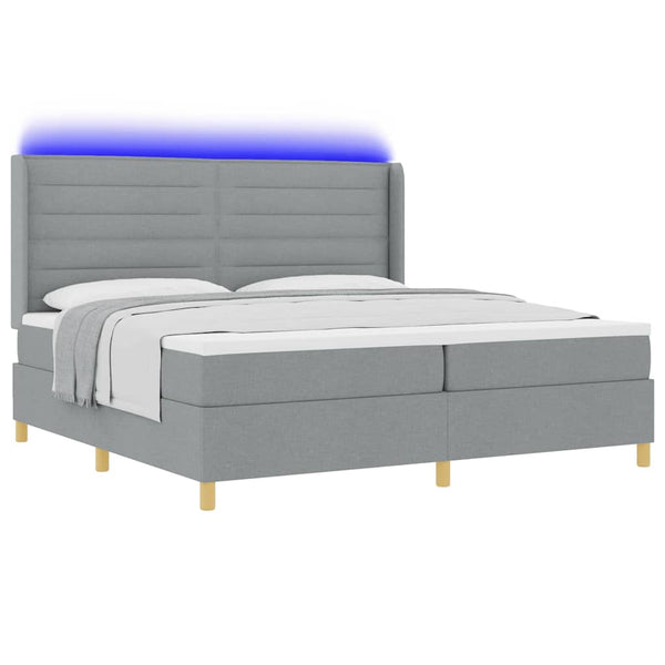 Boxspringbett 200x200 cm mit LED Hellgrau