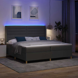 vidaXL Lit tapissier avec matelas et LED gris 200 x 200 cm tissu