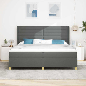 vidaXL Lit tapissier avec matelas et LED gris 200 x 200 cm tissu