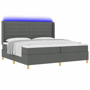 vidaXL Lit tapissier avec matelas et LED gris 200 x 200 cm tissu