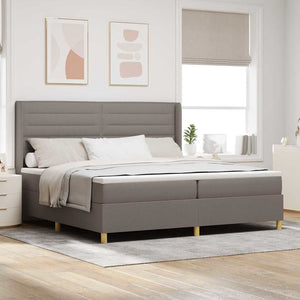 vidaXL Lit à sommier tapissier avec bandes lumineuses LED Taupe 200 x 200 cm Tissu