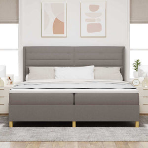 vidaXL Lit à sommier tapissier avec bandes lumineuses LED Taupe 200 x 200 cm Tissu