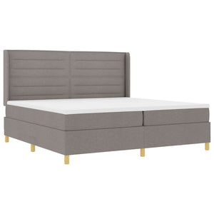 vidaXL Lit à sommier tapissier avec bandes lumineuses LED Taupe 200 x 200 cm Tissu