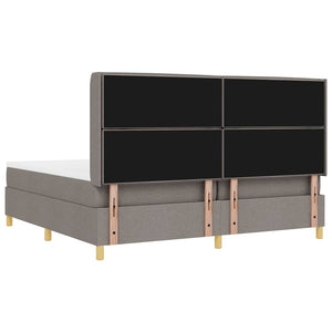 vidaXL Lit à sommier tapissier avec bandes lumineuses LED Taupe 200 x 200 cm Tissu
