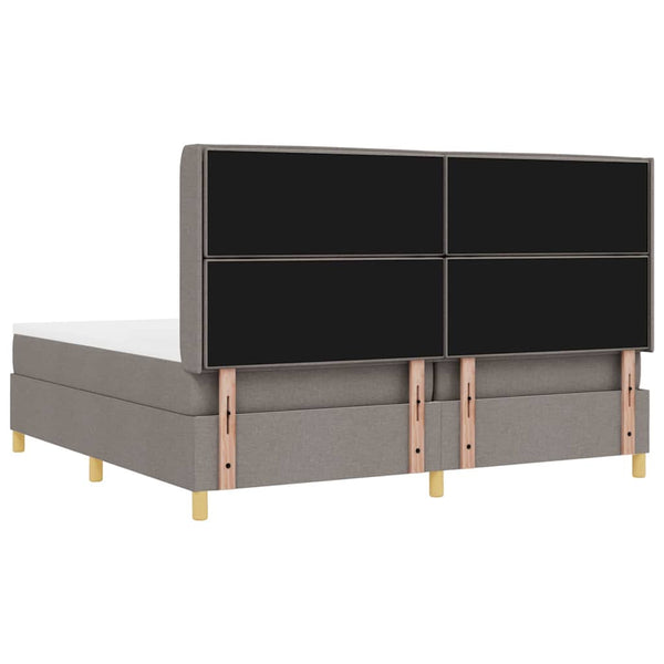 vidaXL Lit à sommier tapissier avec bandes lumineuses LED Taupe 200 x 200 cm Tissu