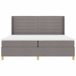 vidaXL Lit à sommier tapissier avec bandes lumineuses LED Taupe 200 x 200 cm Tissu