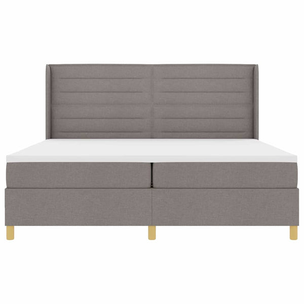 vidaXL Lit à sommier tapissier avec bandes lumineuses LED Taupe 200 x 200 cm Tissu