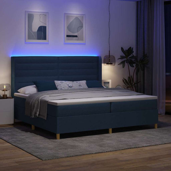 Boxspringbett Blau mit LED 200x200 cm