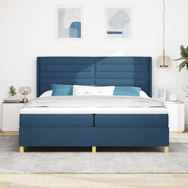Boxspringbett Blau mit LED 200x200 cm