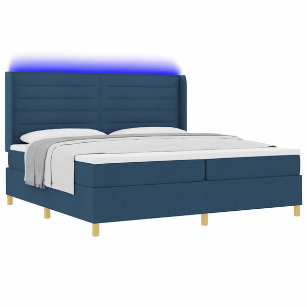 Boxspringbett Blau mit LED 200x200 cm