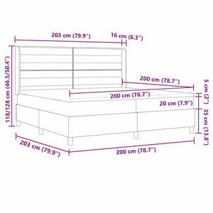 Boxspringbett Blau mit LED 200x200 cm