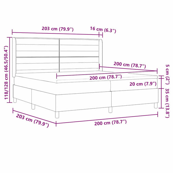 Boxspringbett Blau mit LED 200x200 cm