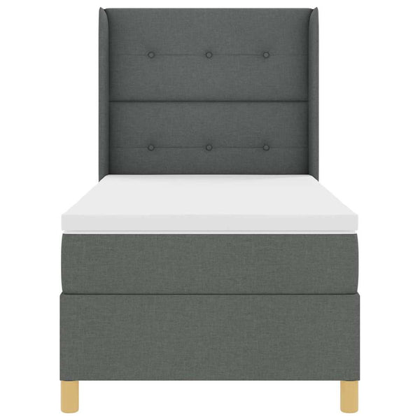 vidaXL Lit coffre tapissier avec bande LED Gris 90 x 200 cm Tissu