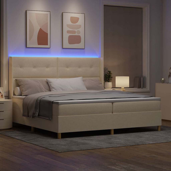 Boxspringbett Creme 200x200 cm mit LED
