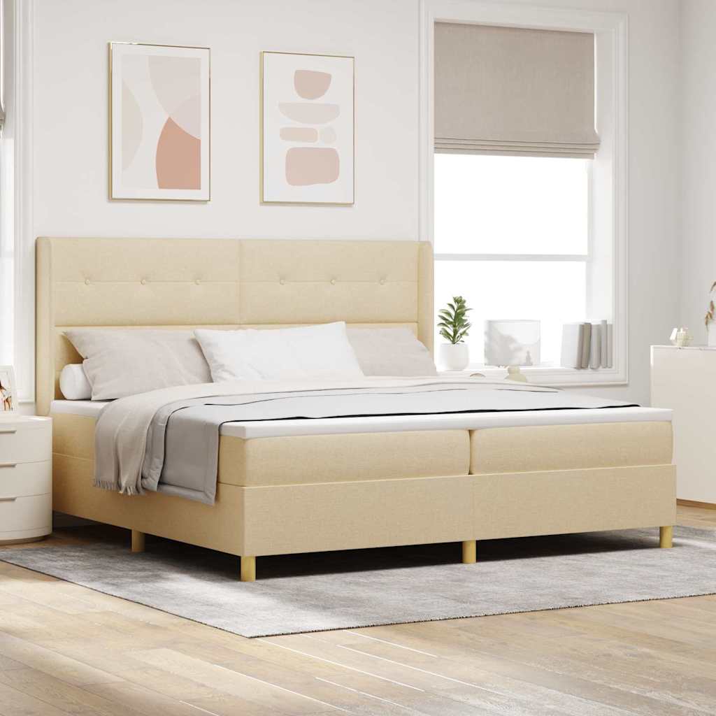 Boxspringbett Creme 200x200 cm mit LED