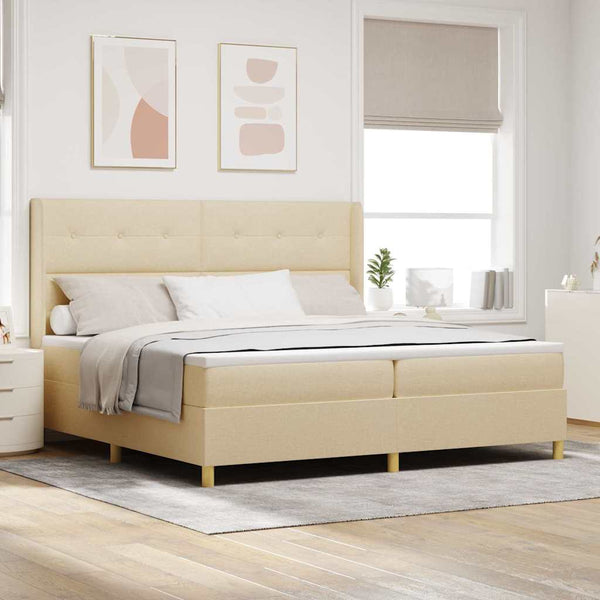 Boxspringbett Creme 200x200 cm mit LED