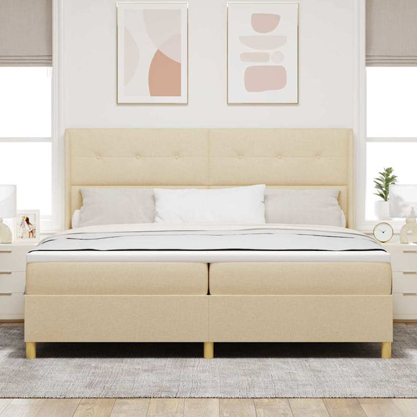 Boxspringbett Creme 200x200 cm mit LED