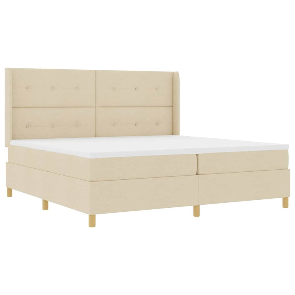 vidaXL Box Spring Bed with LED Strip Lights Cream 200 x 200 cm Fabric