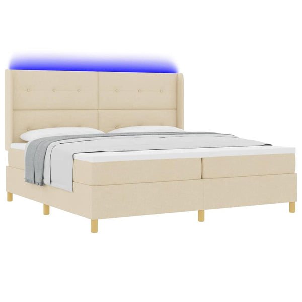 Boxspringbett Creme 200x200 cm mit LED