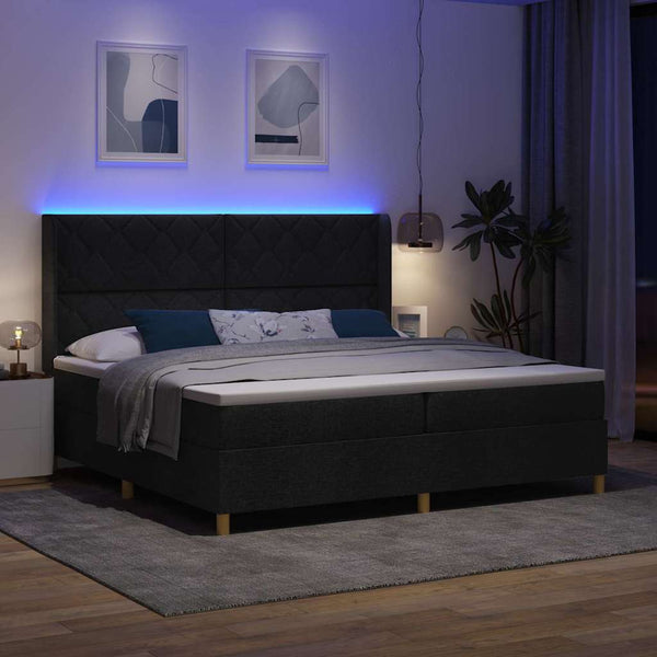 Boxspringbett Schwarz 200x200 cm mit LED