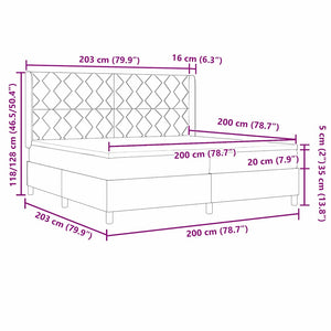 Boxspringbett Schwarz 200x200 cm mit LED
