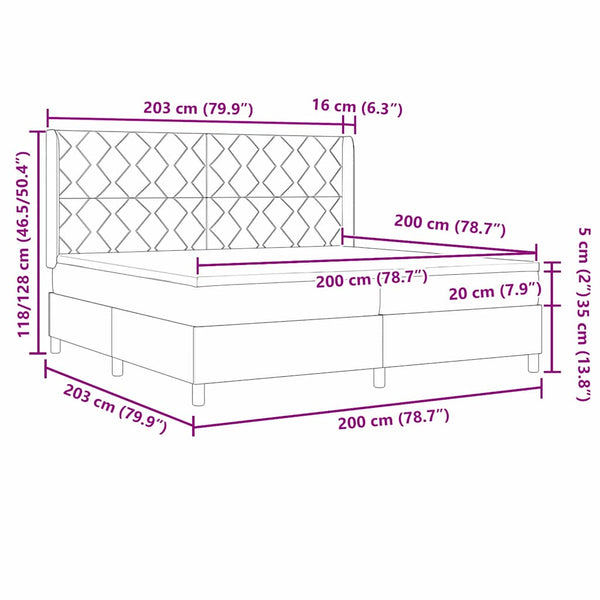Boxspringbett Schwarz 200x200 cm mit LED