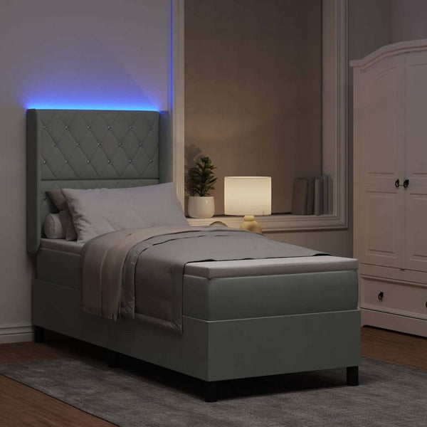 Boxspringbett mit LED Hellgrau Samt 80x200 cm