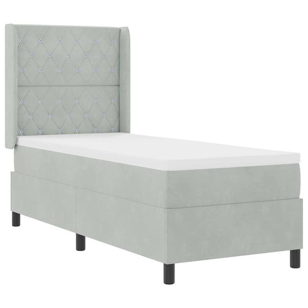 Boxspringbett mit LED Hellgrau Samt 80x200 cm