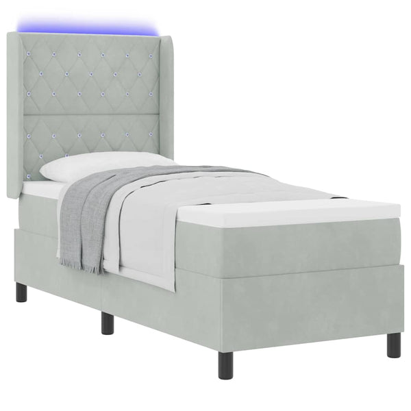 Boxspringbett mit LED Hellgrau Samt 80x200 cm