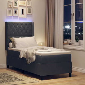 Boxspringbett mit Matratze mit LED Dunkelgrau 80 x 200 cm Samt