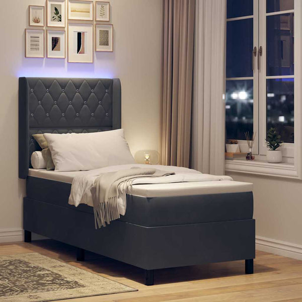 Boxspringbett mit Matratze mit LED Dunkelgrau 80 x 200 cm Samt