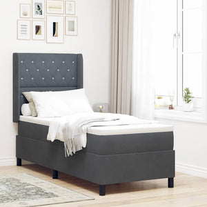 Boxspringbett mit Matratze mit LED Dunkelgrau 80 x 200 cm Samt