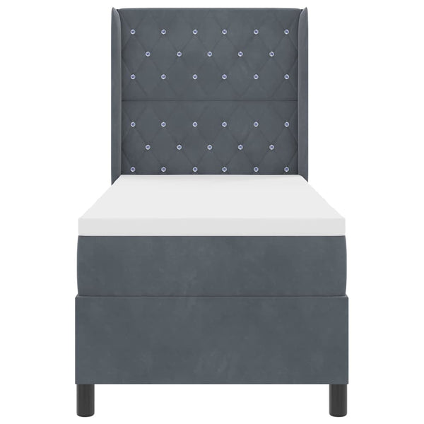 Boxspringbett mit Matratze mit LED Dunkelgrau 80 x 200 cm Samt