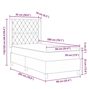 Boxspringbett mit LED Dunkelgrau 90x200 cm
