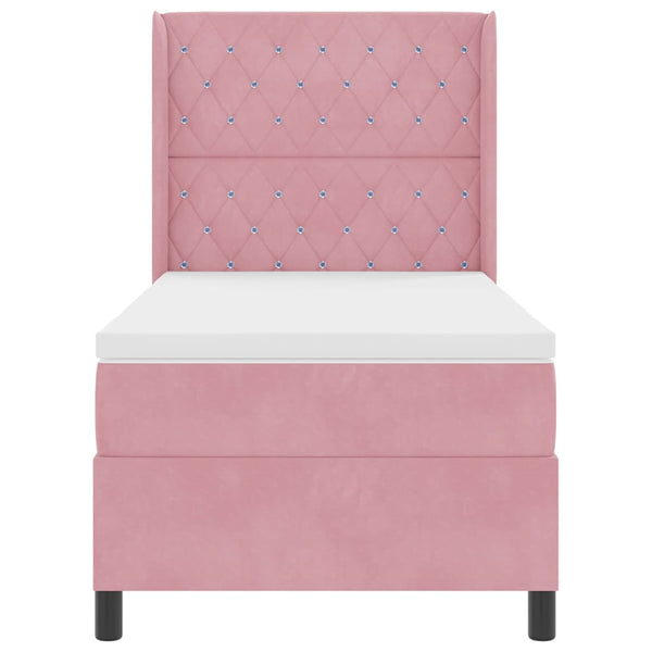 Rosa Boxspringbett mit LED 90x200 cm
