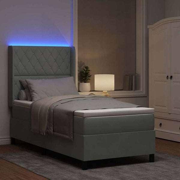 vidaXL Lit tapissier avec matelas et LED Gris clair 100 x 200 cm Velours