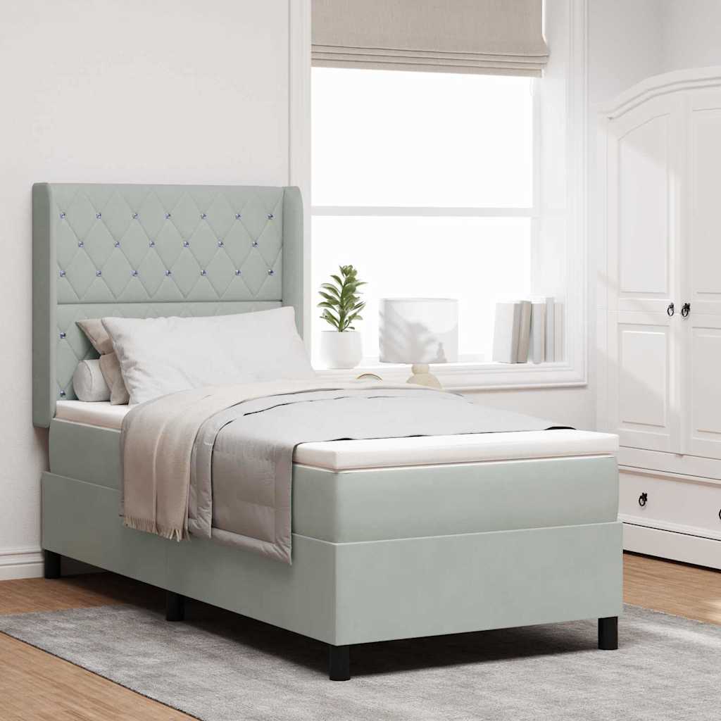 vidaXL Lit tapissier avec matelas et LED Gris clair 100 x 200 cm Velours