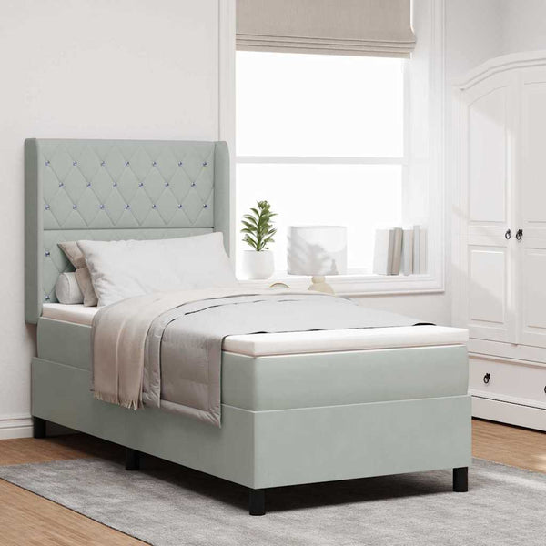 vidaXL Lit tapissier avec matelas et LED Gris clair 100 x 200 cm Velours