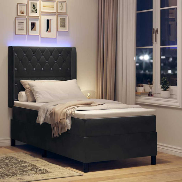 vidaXL Lit coffre avec matelas et LED Noir 100 x 200 cm Velours