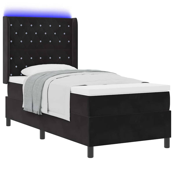 vidaXL Lit coffre avec matelas et LED Noir 100 x 200 cm Velours