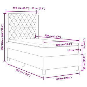 vidaXL Lit coffre avec matelas et LED Noir 100 x 200 cm Velours