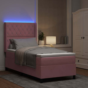 Rosa Boxspringbett mit LED 100x200 cm