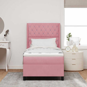 Rosa Boxspringbett mit LED 100x200 cm