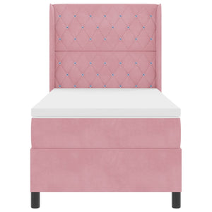 Rosa Boxspringbett mit LED 100x200 cm